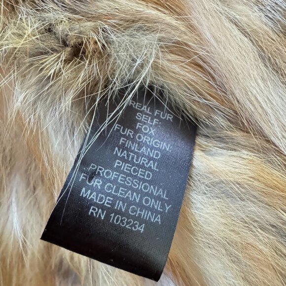 Adrienne Landau Real Fox Fur Vest Red Light Brown Tan Sleeveless Hood Hooded - Picture 6 of 7
